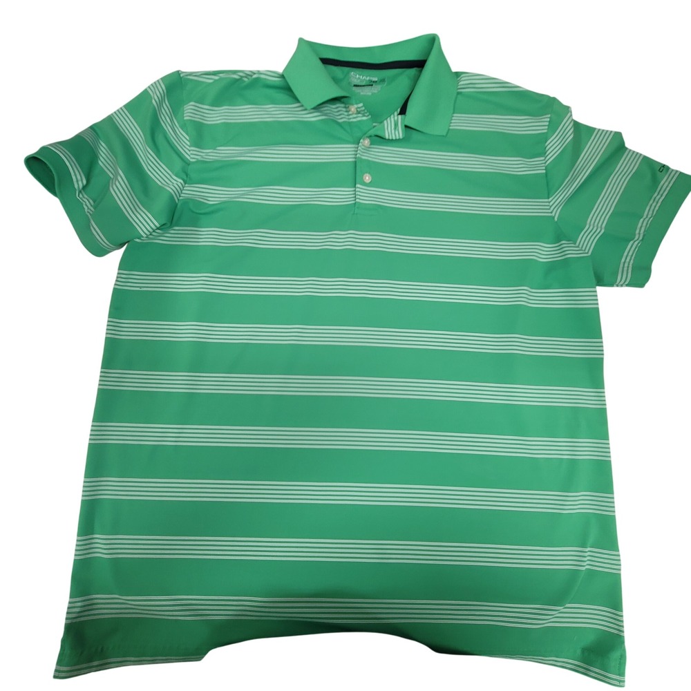 Chaps Golf 78 XL Mens Green Striped Stay-Dry Performance Polo Shirt